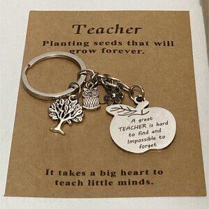36 pcs Teacher Key Chains Silver Planting Seeds That Will Grow Forever NEW !!